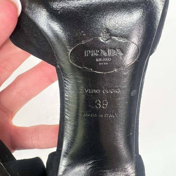 Prada black suede peeptoe stiletto pumps D’Orsay style size 39 US 9 Nine 4” heel - Picture 8 of 10